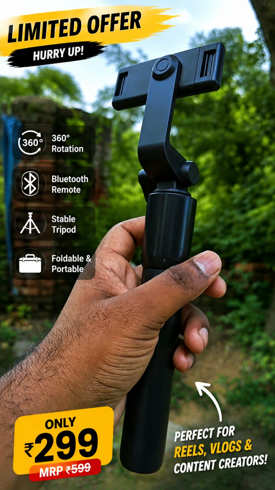 Free dilevery  4 in 1 Bluetooth Selfie Stick Tripod